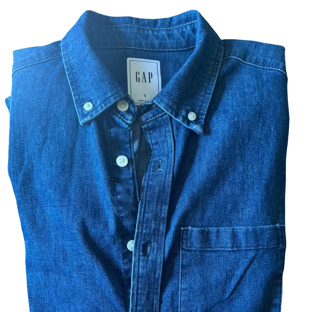 Gap Men’s Button down Denim Classic Shirt Size S - Picture 10 of 11